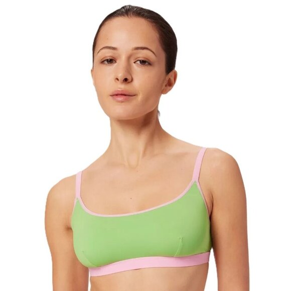 Parade Re:Play Guava Green & Pink Trim Scoop Wireless Bralette Bra - Size Medium - Picture 1 of 5